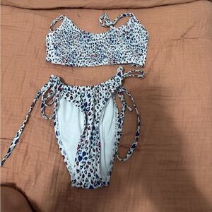 Xhilaration White and Blue Leopard Print Bikini
